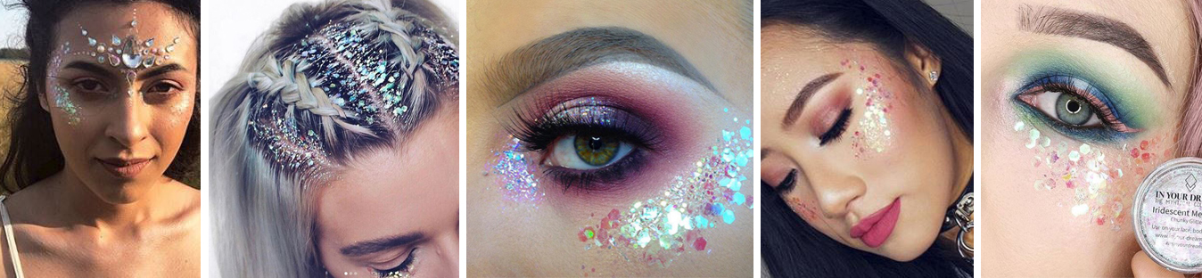 Iridescent Mermaid Festival Glitter Makeup